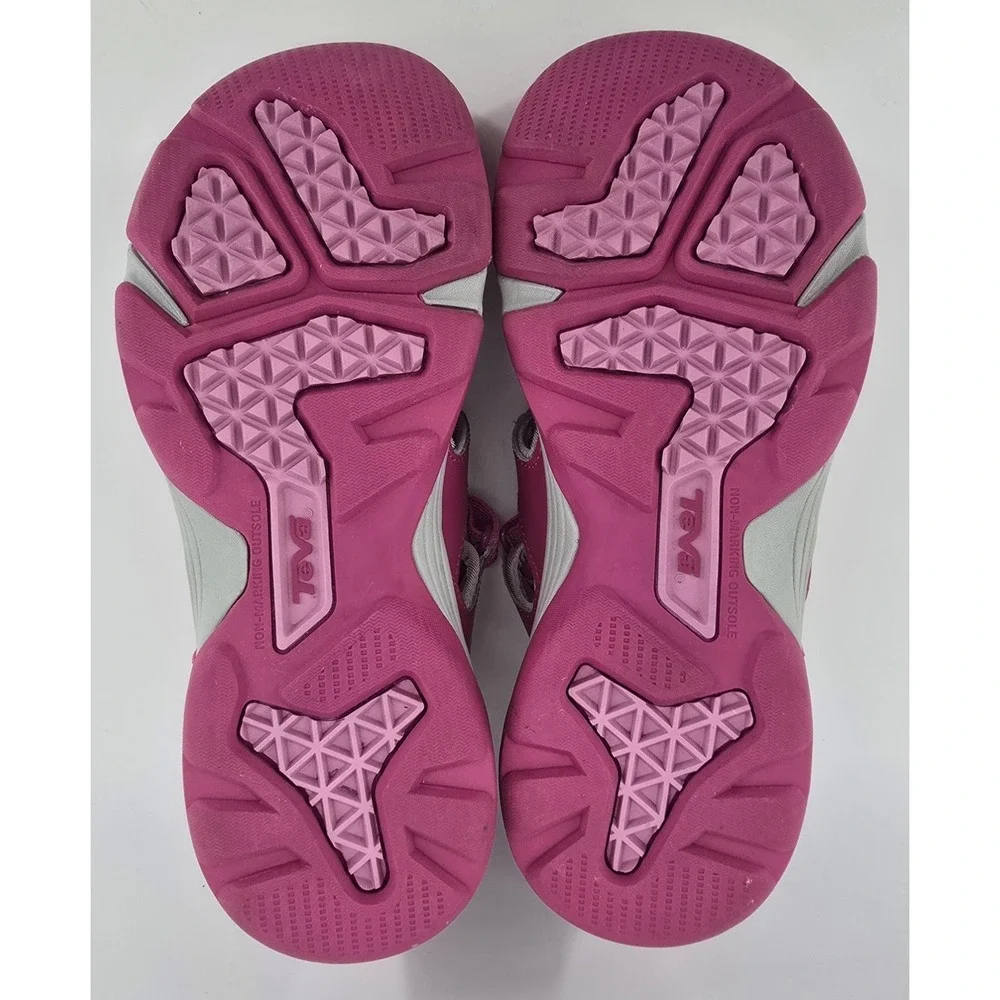 Teva Jansen Women's Water Shoes Sz 5 Sandal Pink Gray Leather Beach Hiking Girls